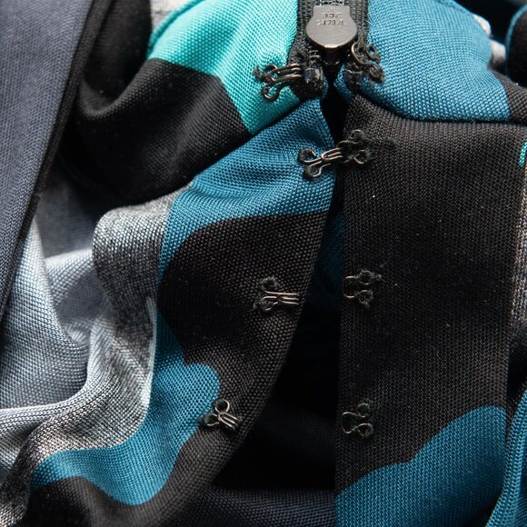 Issa London 100% Silk Dress A-Line Kimono Mini Deep V-Neck Blue Grey Size 10 New - Picture 8 of 10